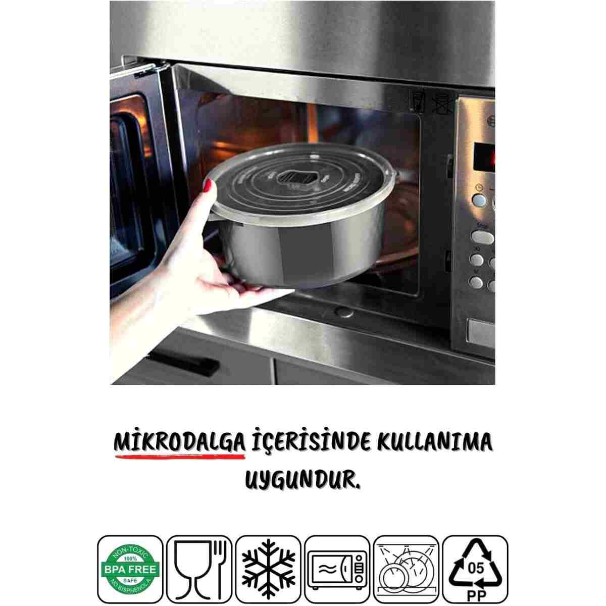 Nandy Home Mikrodalga Ve Difrizde Kullanılabilen Saklama Kabı Seti Yuvarlak 6'lı Mürdüm - Görsel 9