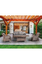 Tu Tienda PETRA 3+1+1+MASA+2PUF BAHÇE BALKON MOBİLYASI,GRİ RATTAN/VİZON KUMAŞ - Görsel 7