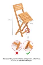 Meya Dekor Balkon - Bahçe 5'li Katlanabilir Bistro Set 4 Sandalye 1 Bahçe 60x80 Cm Masa - Görsel 2