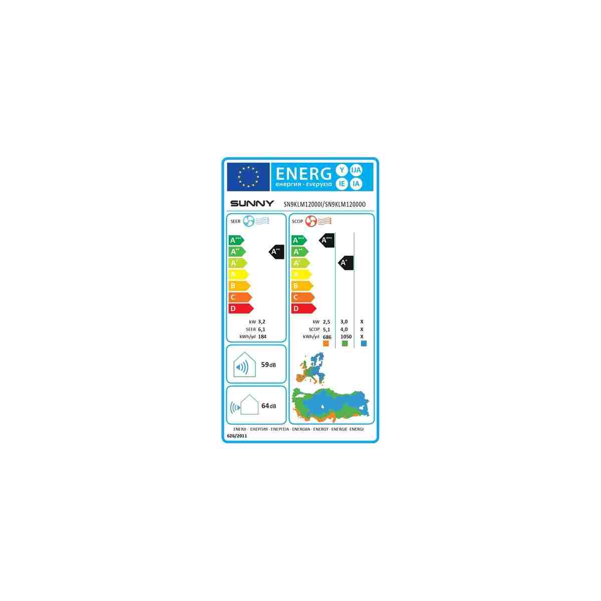 Sunny 12000 BTU A++ Inverter SPLIT Klima - Görsel 3