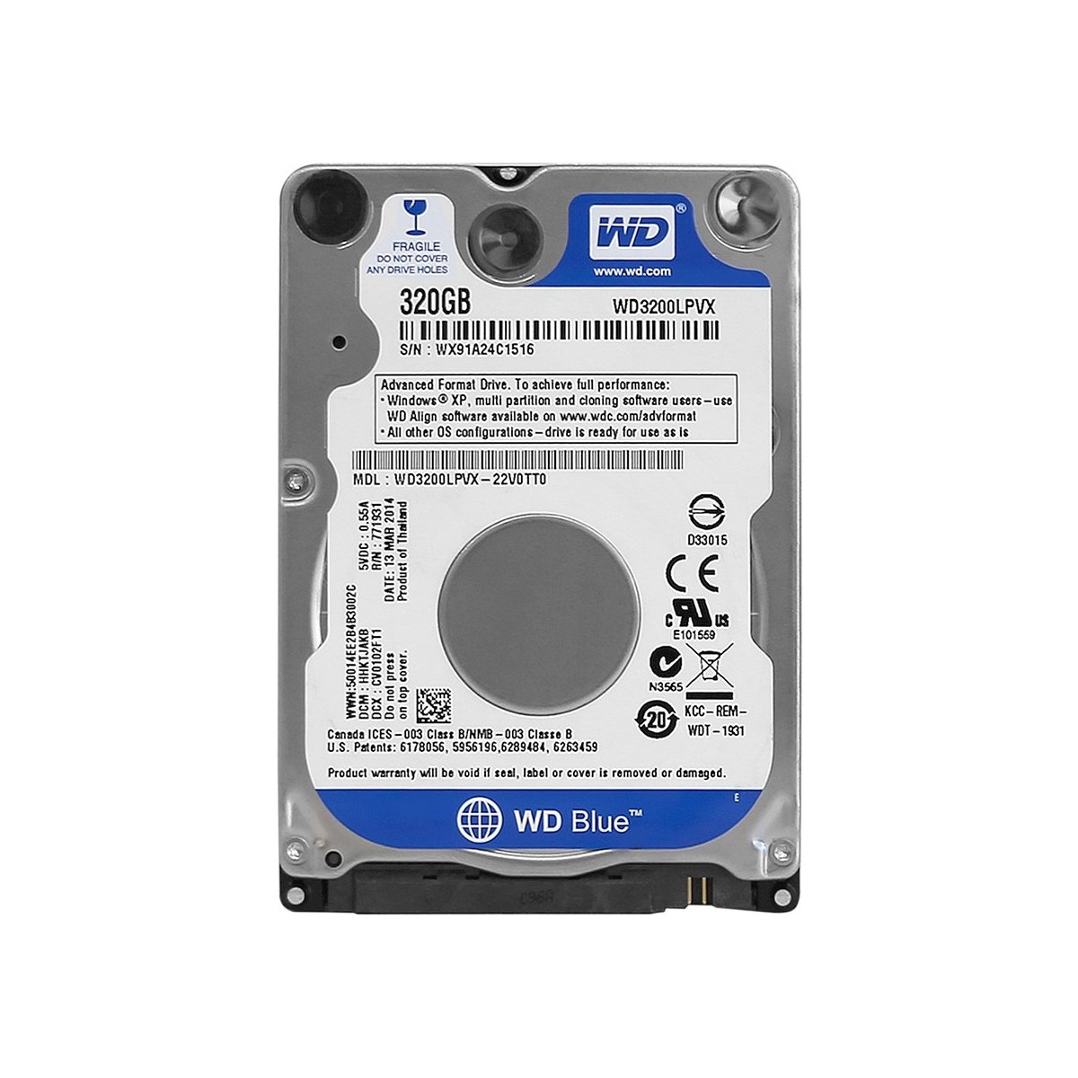 WD 320GB 5400RPM 8MB Cache Sata 3 2.5" Sabit Disk (WD3200LPVX)