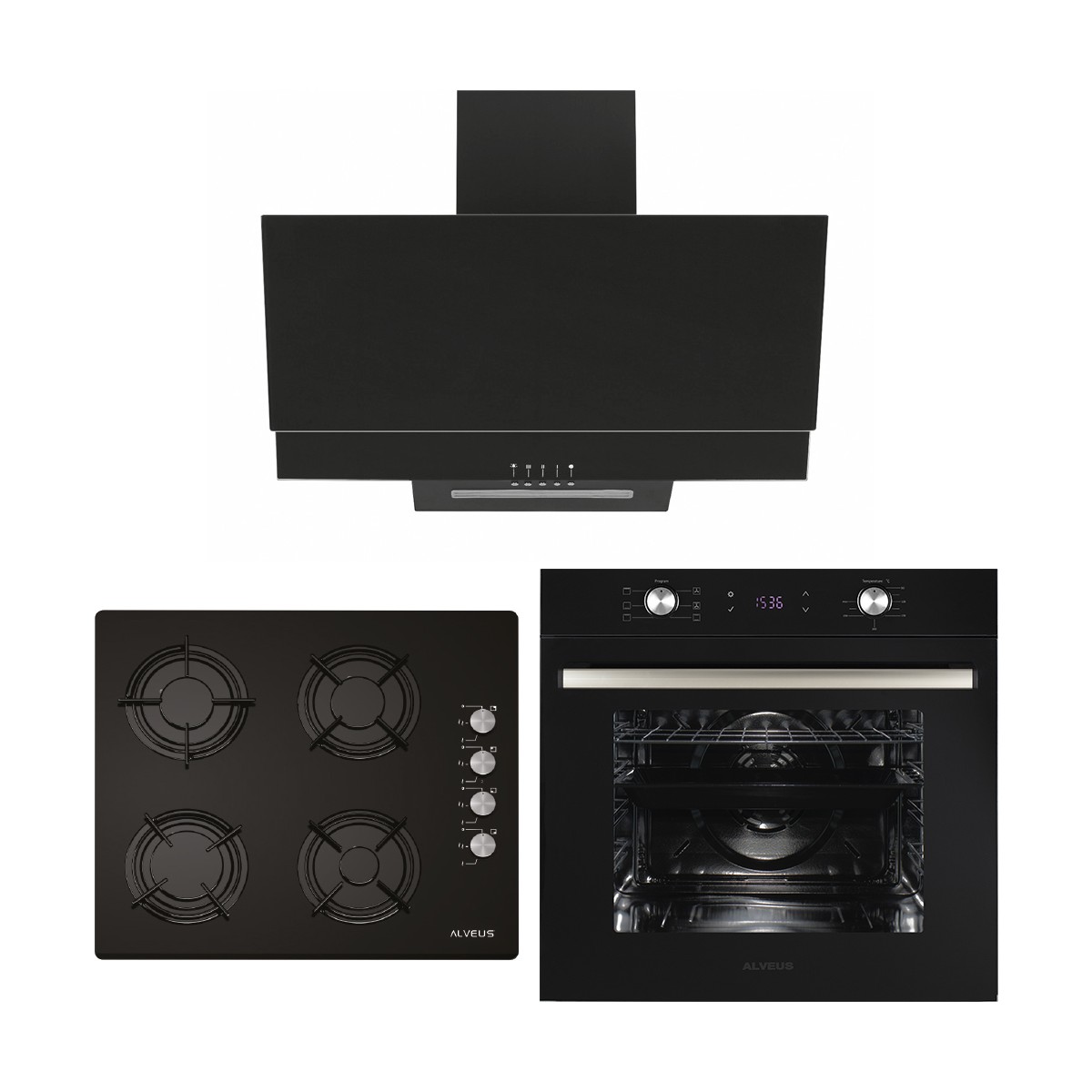 Alveus Baker Siyah 3'lü Ankastre Set (Gls 640 + Mfa 627 + F17 )