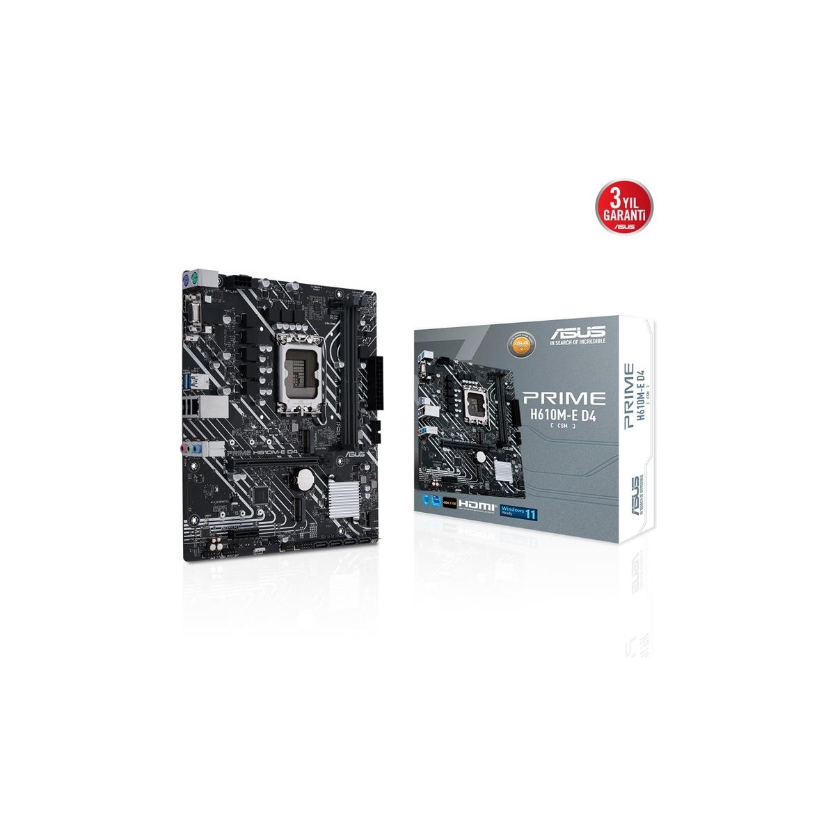 ASUS PRIME H610M-E D4-CSM Intel H610 LGA1700 DDR4 3200 DP HDMI, Analog Çift M2 USB3.2 mATX