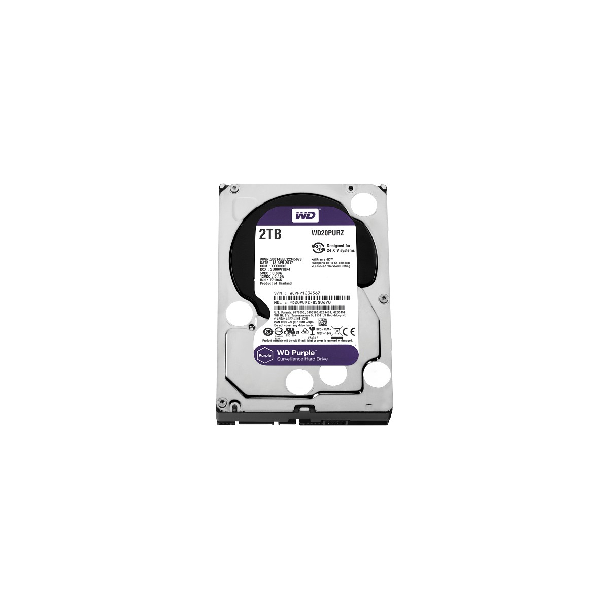 WD 2tb Wd Purple Sata 6gb/s 64MB Dv 7X24 WD20PURZ
