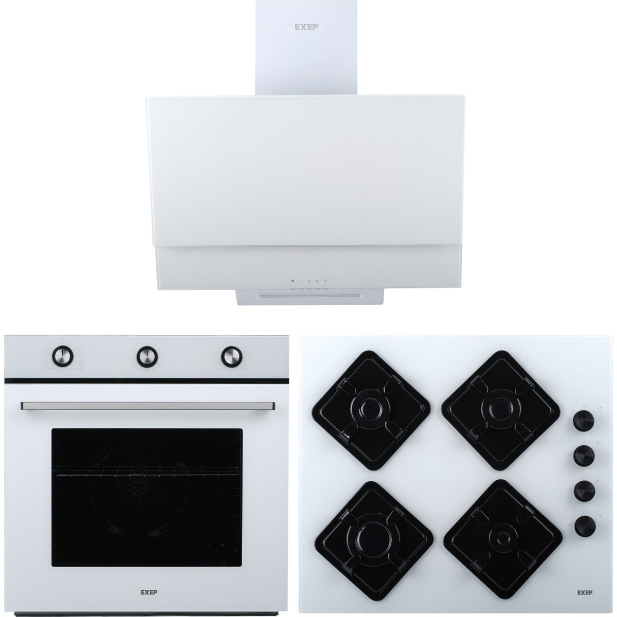 Exep Hero Beyaz 3'lü Ankastre Set ED402-EO320-EF240 A Enerji Sınıfı Modern Mutfak Uyumlu