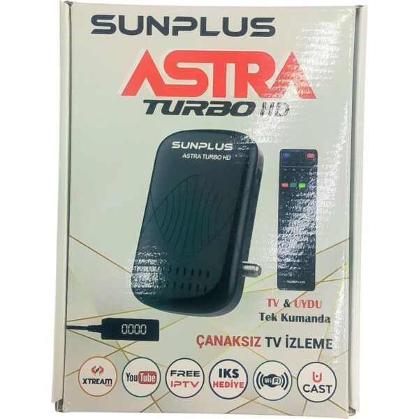 Sunplus Astra Turbo HD Full HD Çanaksız Uydu Alıcı  Akıllı Kumanda Astra Turbo