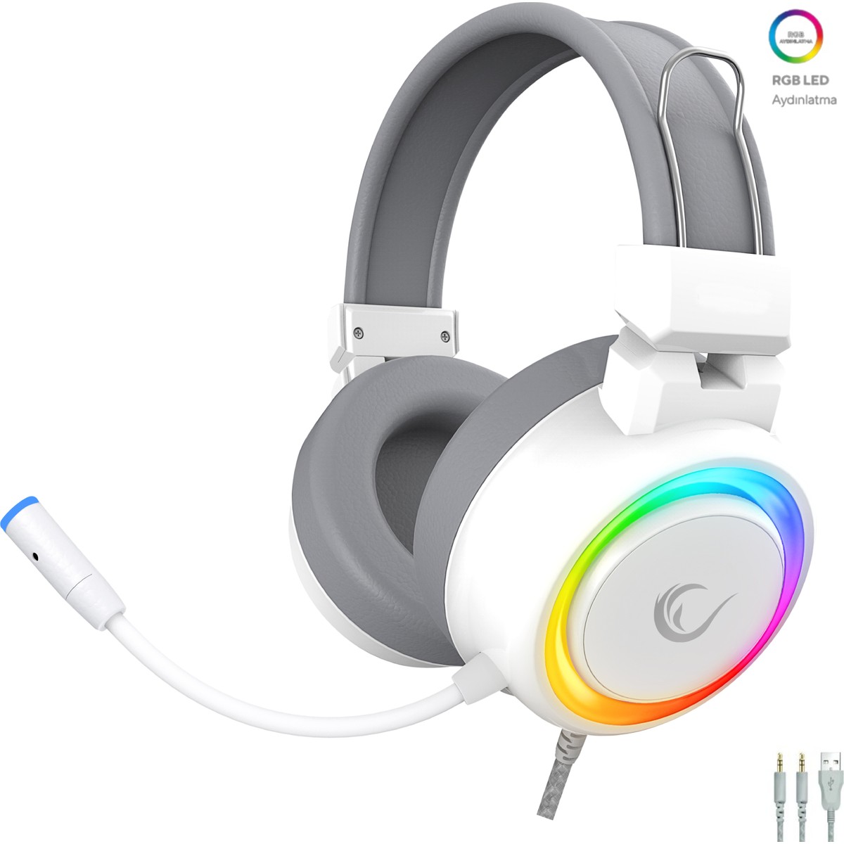 Rampage Alquist SN-R10 Beyaz 3,5mm Rgb Gaming Oyuncu Mikrofonlu Kulaklık