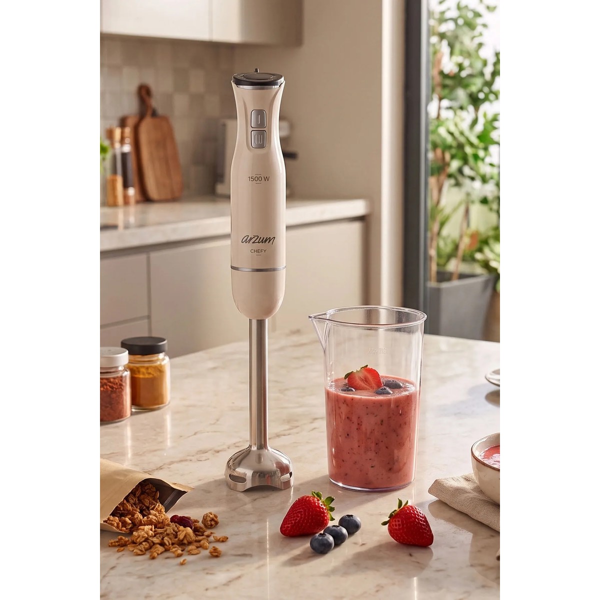 Arzum AR1139 Chefy El Blender 1500W, 2 Kademeli, Karıştırma Kabı, Beyaz