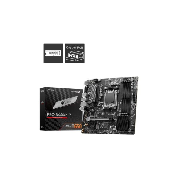 MSI MB PRO B650M-P AM5 DDR5 6000MHZ(OC) HDMI DP VGA 2X M.2 USB3.2 2.5G LAN MATX