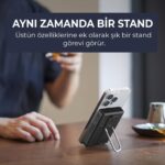 Bix PB105 10000MAH Stand Özellikli PD20W Type-C Usb-A ve 15W Kablosuz Hızlı Şarj Destekli LED Göstergeli powerbank - Görsel 6