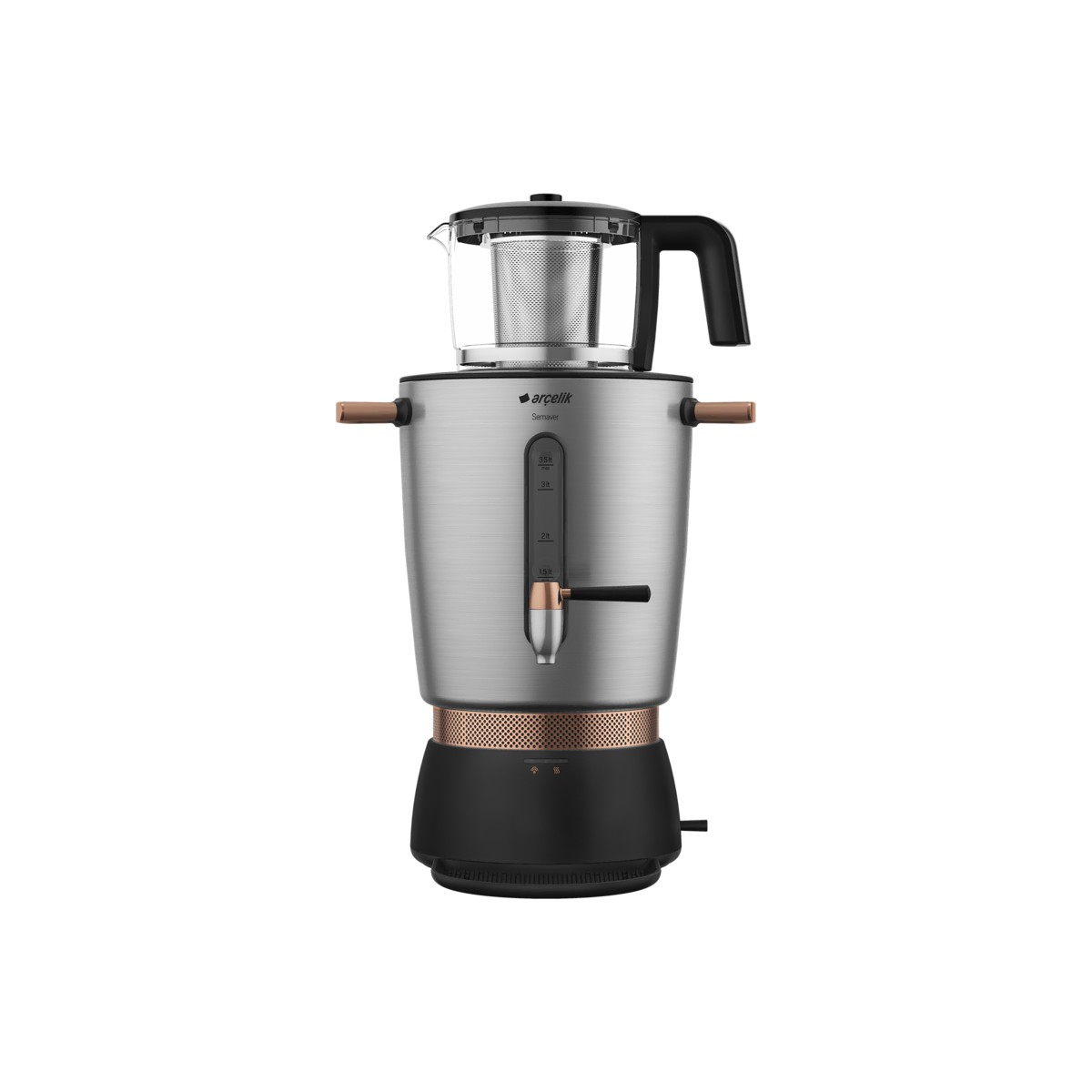 Arçelik Se 9036 I İnoks Semaver 1.2 L Cam Demlik ve 3.5 L Metal Su Isıtıcı Kapasitesi