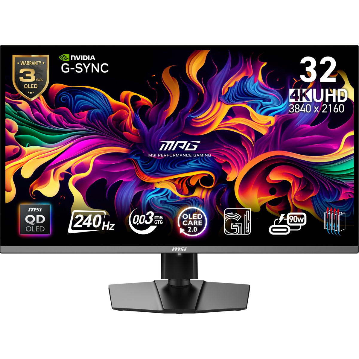 MSI MPG 321URX QD-OLED 31.5 3840x2160 240Hz 0.03 ms HDMI DP Type-C HDR 400 G-Sync Gaming Monitör