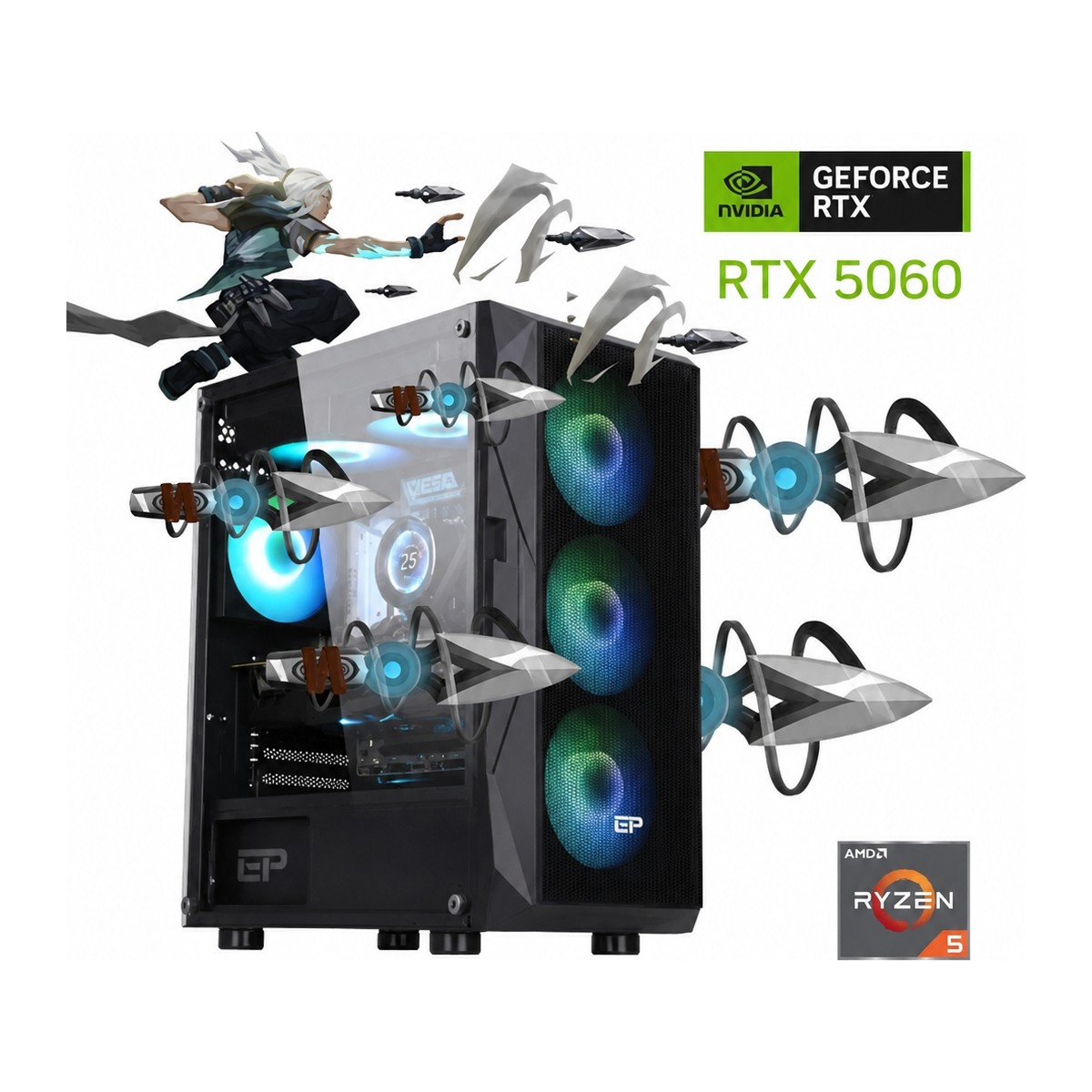 Güneysu Gaming R5-5060 Ryzen 5 5600 32GB Ddr4 1tb SSD RTX5060 8gb