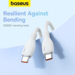 Baseus Pudding Serisi Type-C to Type-C 100W Süper Hızlı, Android, İPhone 15, Macbook, iPad Serileriyle Uyumlu 120 Cm şarj ve Data Aktarım Kablosu - Görsel 2