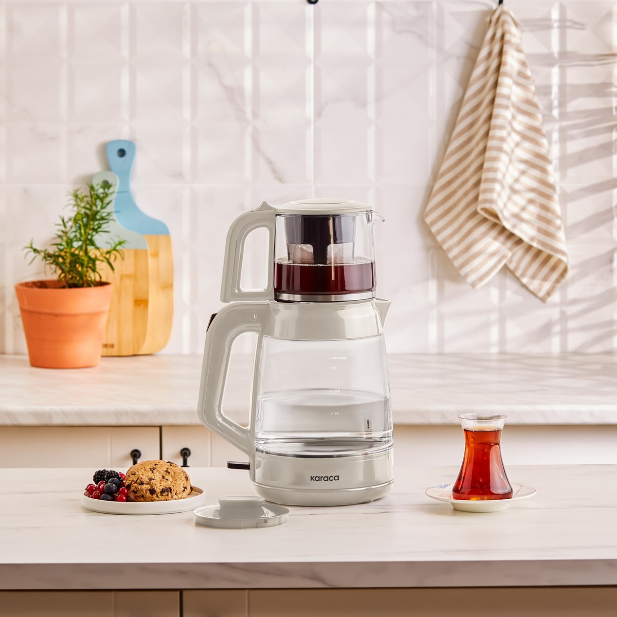 Karaca Glass Tea Xl 2 In 1 Cam Çay Makinesi Starlight