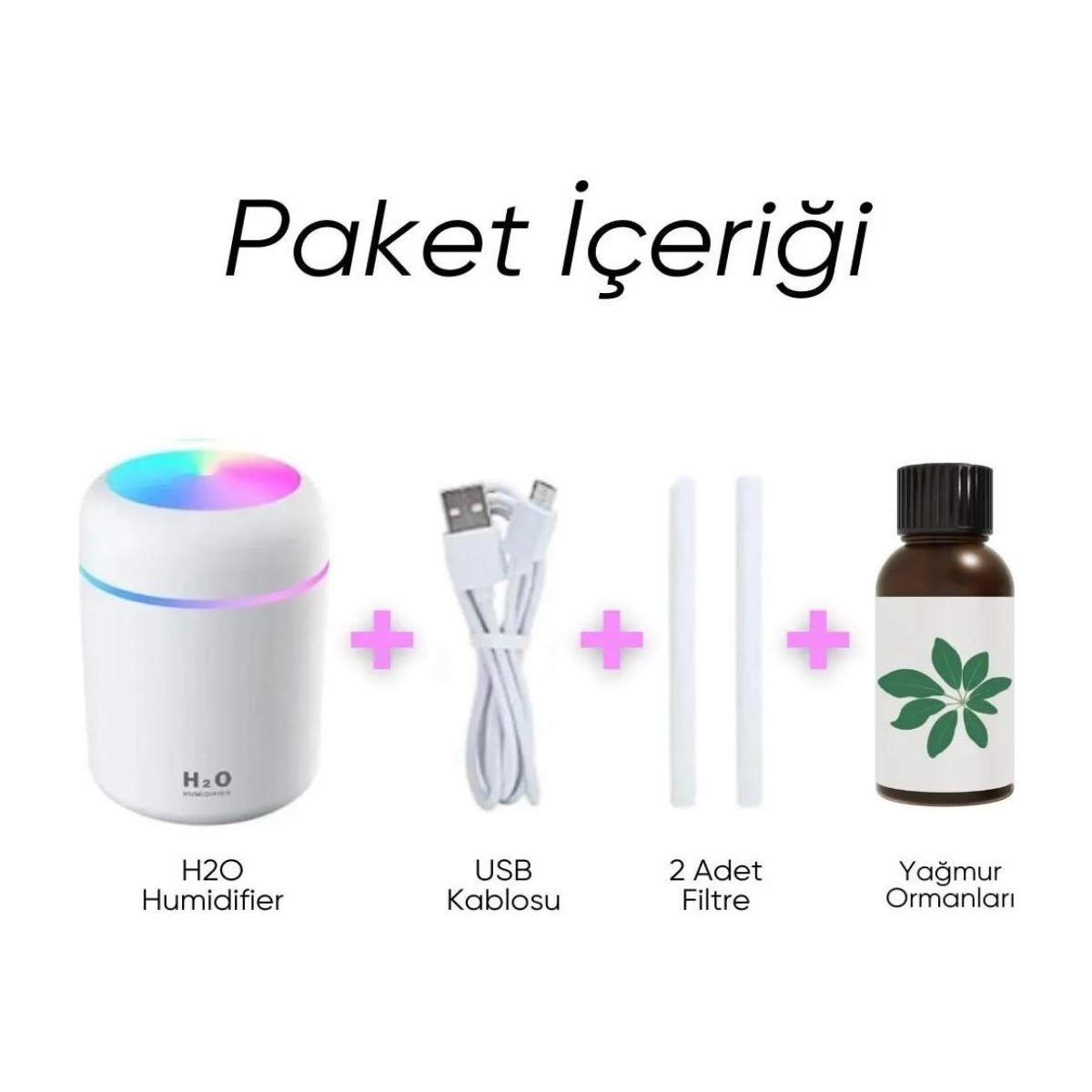 Evatoys Ultrasonik Hava Nemlendirici Renkli + 2 Adet Filtre Hediyeli Gece Lambası Yağmur Ormanları