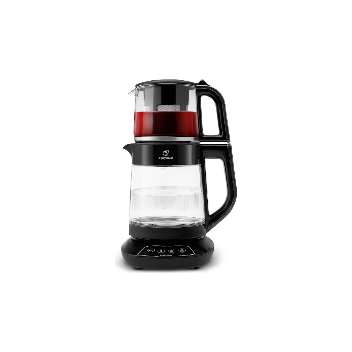 Karaca Çaysever 3 In 1 Konuşan Cam Çay Makinesi Su Isıtıcı ve Mama Suyu Hazırlama 1700W Black
