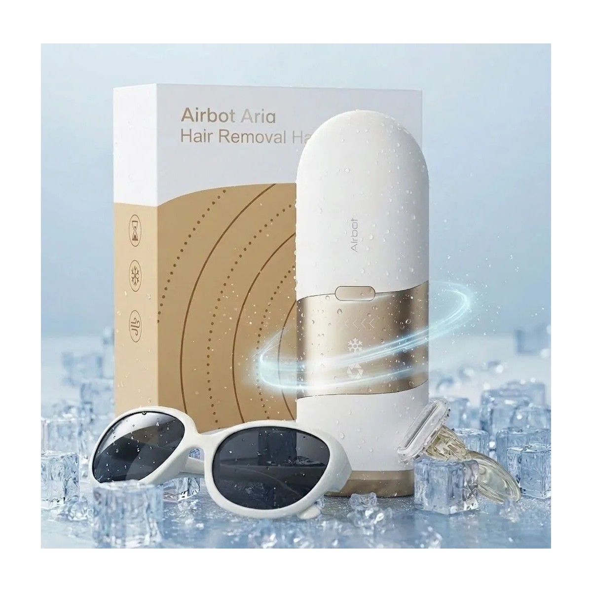 Airbot Aria Opal Lazer Epilasyon Cihazı - IPL Buz Soğutmalı Epilasyon Makinesi -Champagne Gold