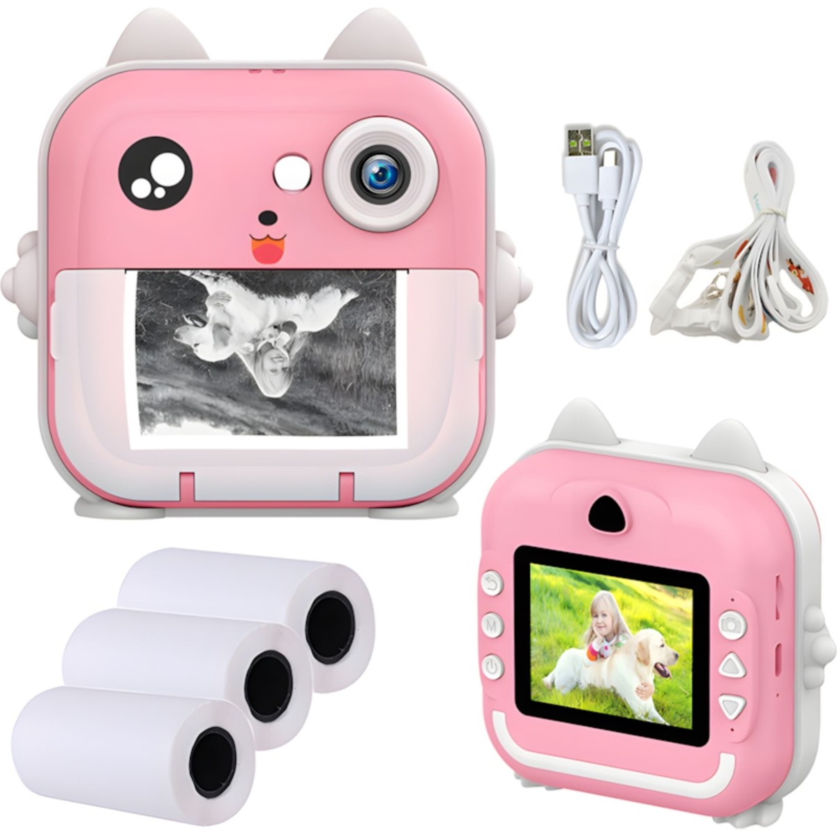 Cevval Q5 Pembe Çocuk Dijital Fotoğraf Makinesi | 24 MP, HD Video, Hafıza Kartlı, Eğlenceli ve Eğitici Kamera