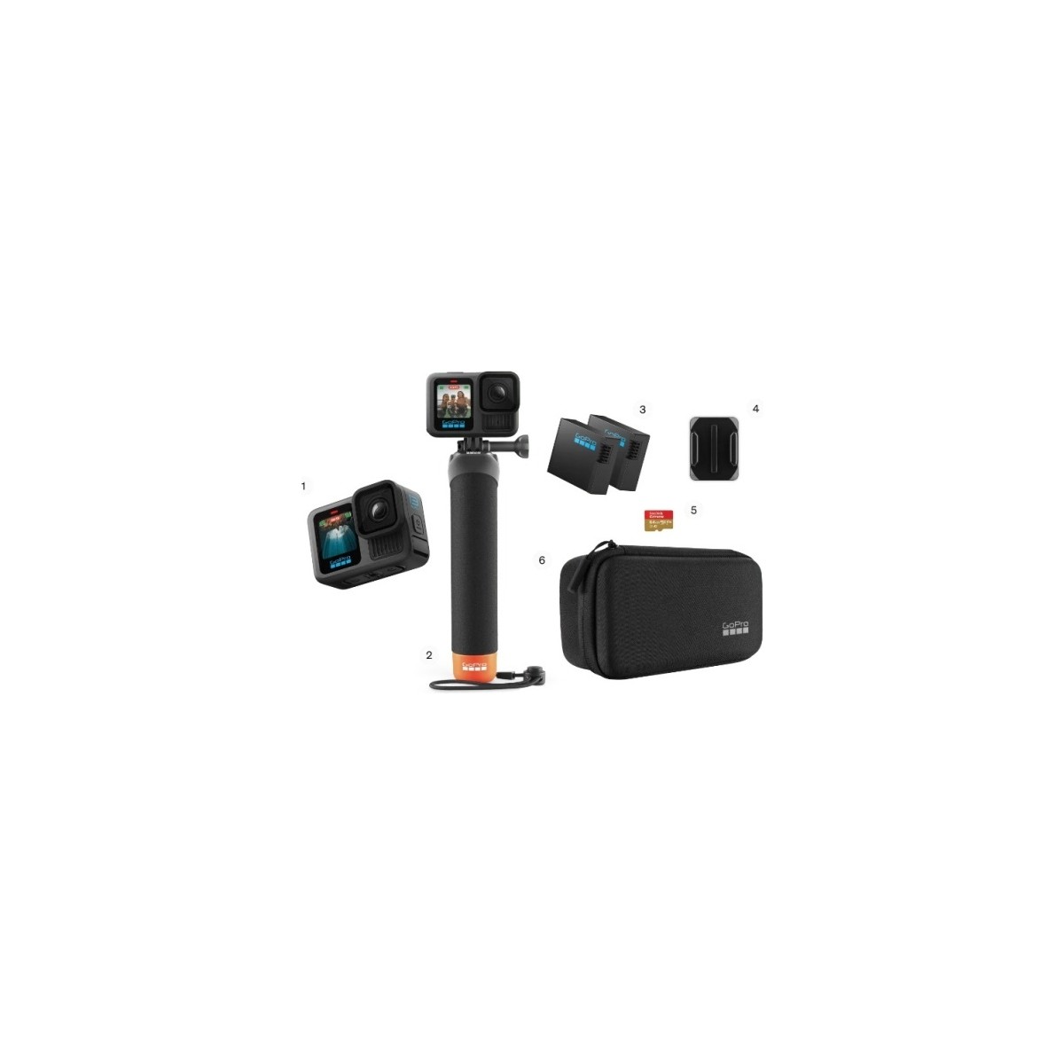 GoPro Hero 13 Black Aksesuar Kit 2 Adet Batarya Handler Hafıza Kartı Çanta Türkiye Distribütörü Garantili