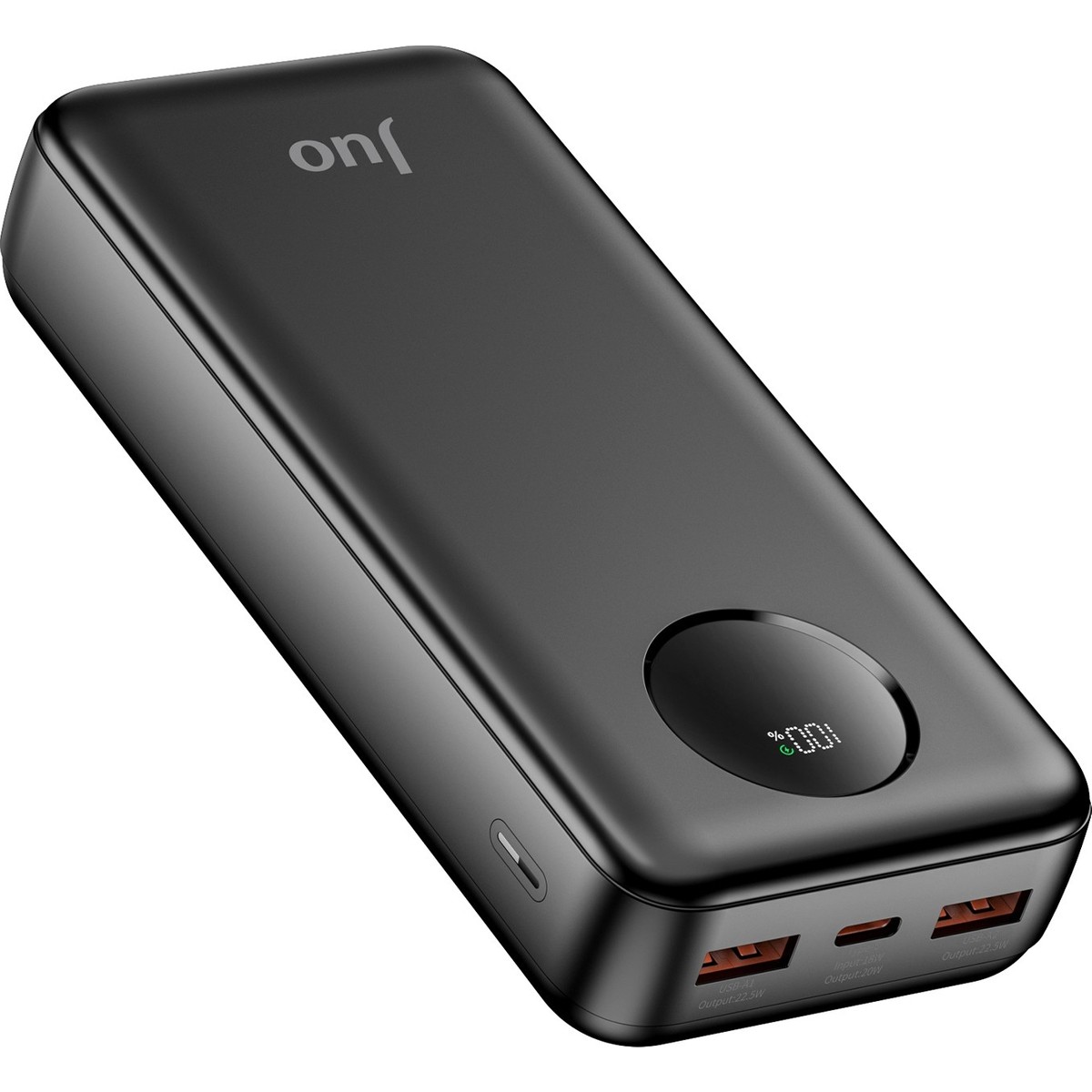 Juo 20000 mAh 22.5W Dijital LED Ekranlı Taşınabilir Hızlı Şarj Cihazı Powerbank Siyah