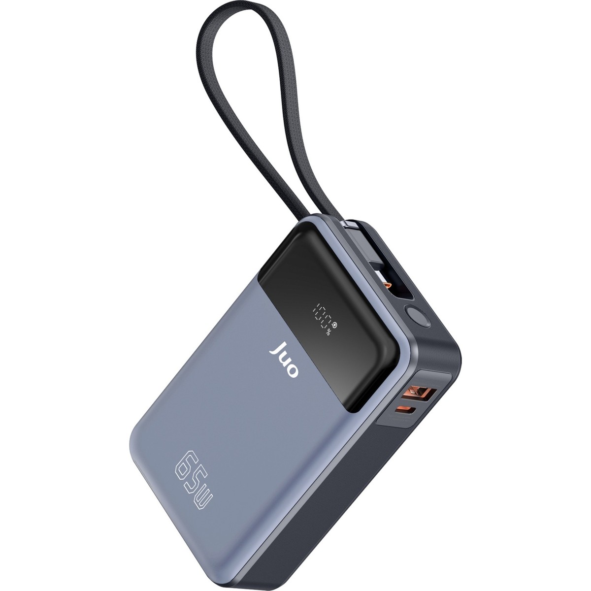 Juo 20000 mAh 65W LED Ekranlı Usb-A + Type-C Kablolu Taşınabilir Hızlı Şarj Cihazı Powerbank
