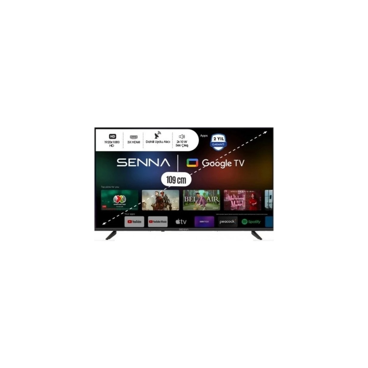 Senna 43SNF9000F 43'' 109 Ekran Uydu Alıcılı Full HD Google Smart LED TV