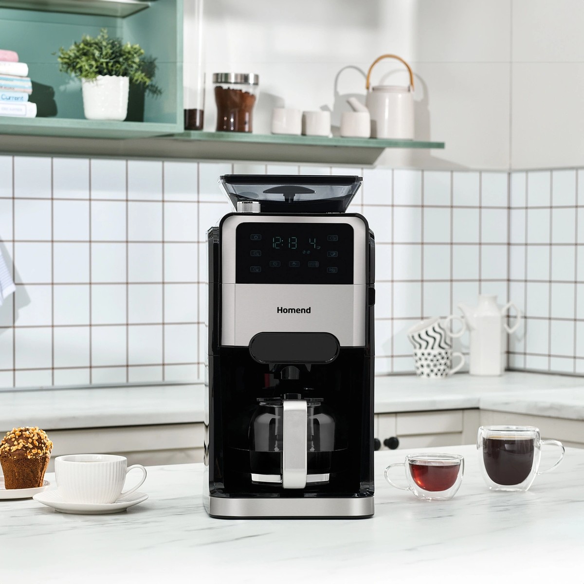 Homend Coffeebreak 5009h Öğütücülü Filtre Kahve Makinesi Cam Hazne Özelliği ile 12 Fincan Kapasite