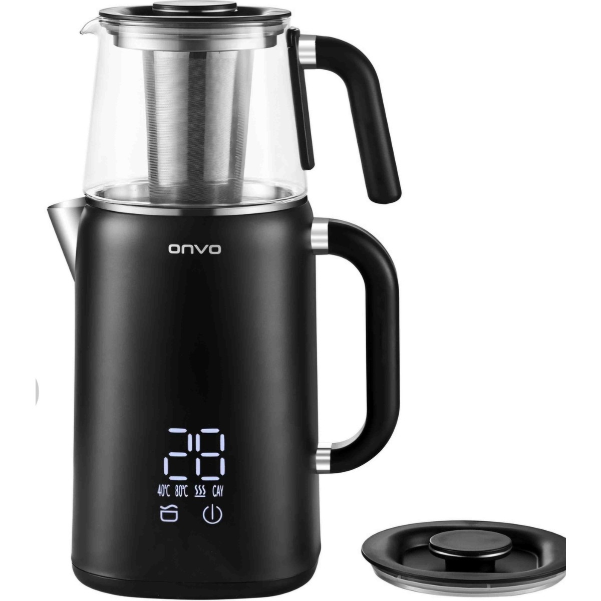 Onvo OVTM01 Isı Ayarlı Çay Makinesi 1,7 L Cam ve Çelik Malzeme ile Şık Tasarım