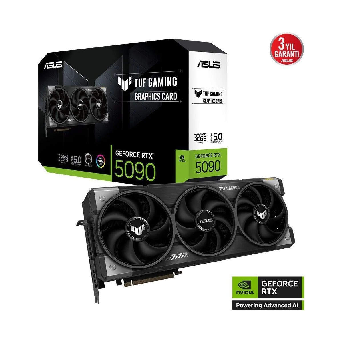 ASUS TUF-RTX5090-32G-GAMING-NVIDIA-GEFORCE-RTX 5090-32GB GDDR7-512bit--OC-2xHDMI-3xDP-RGB-DLSS4 EKRAN KARTI