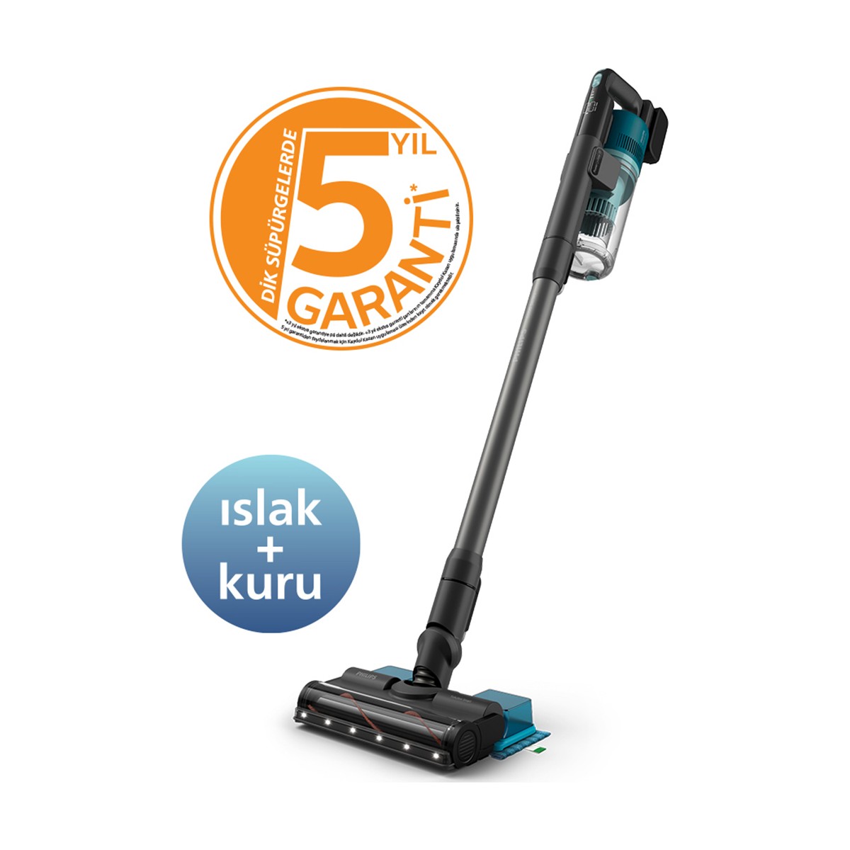 Philips 6000 Serisi Kablosuz Dikey Süpürge, PowerCyclone 11, Aqua Modül ile Kolay Mop, TriActive LED Başlık, 64 Dakika Kullanım, XC6553/01