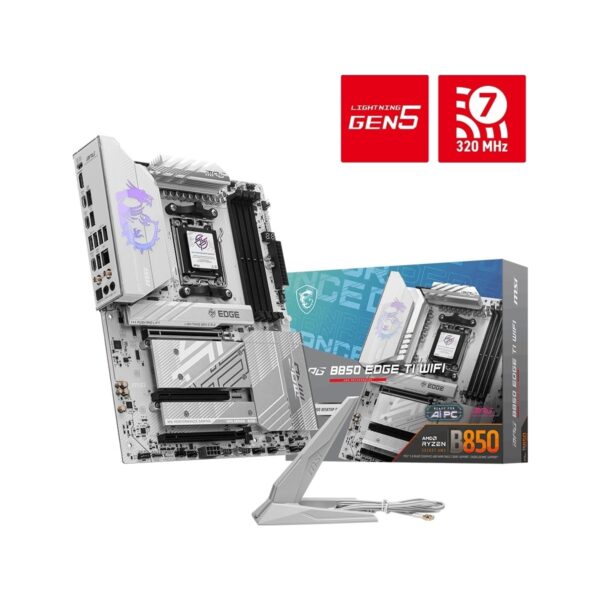 MSI Msı MB Mpg B850 Edge Tı Wıfı Am5 Ddr5 8400MHZ(OC) HDMI 4x M.2 USB 10GBS 5g Lan Wı-Fı 7 Atx