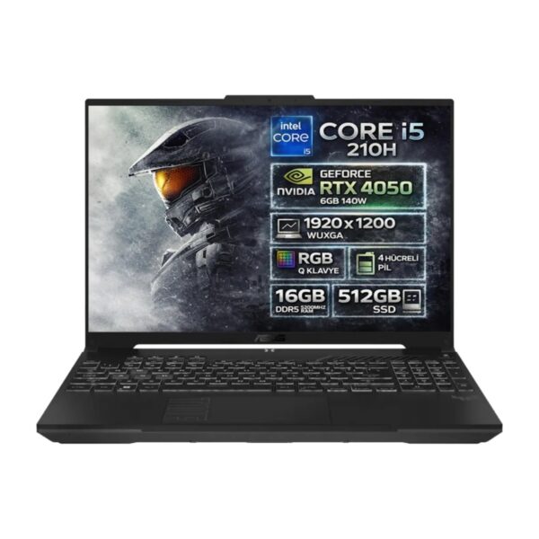 Asus TUF Gaming F16 FX607VU-RL144-GAMING Intel Core 5 210H 16GB DDR5 5200MHZ 512GB SSD RTX 4050 6GB (140W) 144Hz 16"  IPS Panel WUXGA Freedos Taşınabilir Bilgisayar