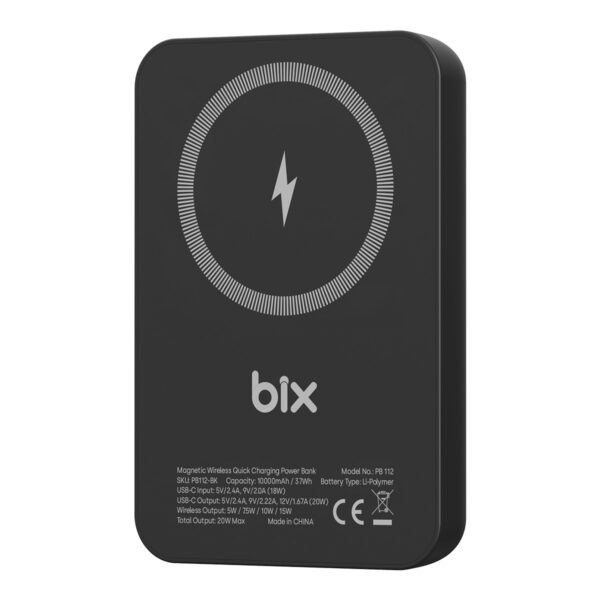 Bix PB112 15W Manyetik Kablosuz Şarj ve 20W Usb-C Hızlı Şarj Destekli 10.000MAH Magsafe ve Qi Uyumlu Mini Powerbank