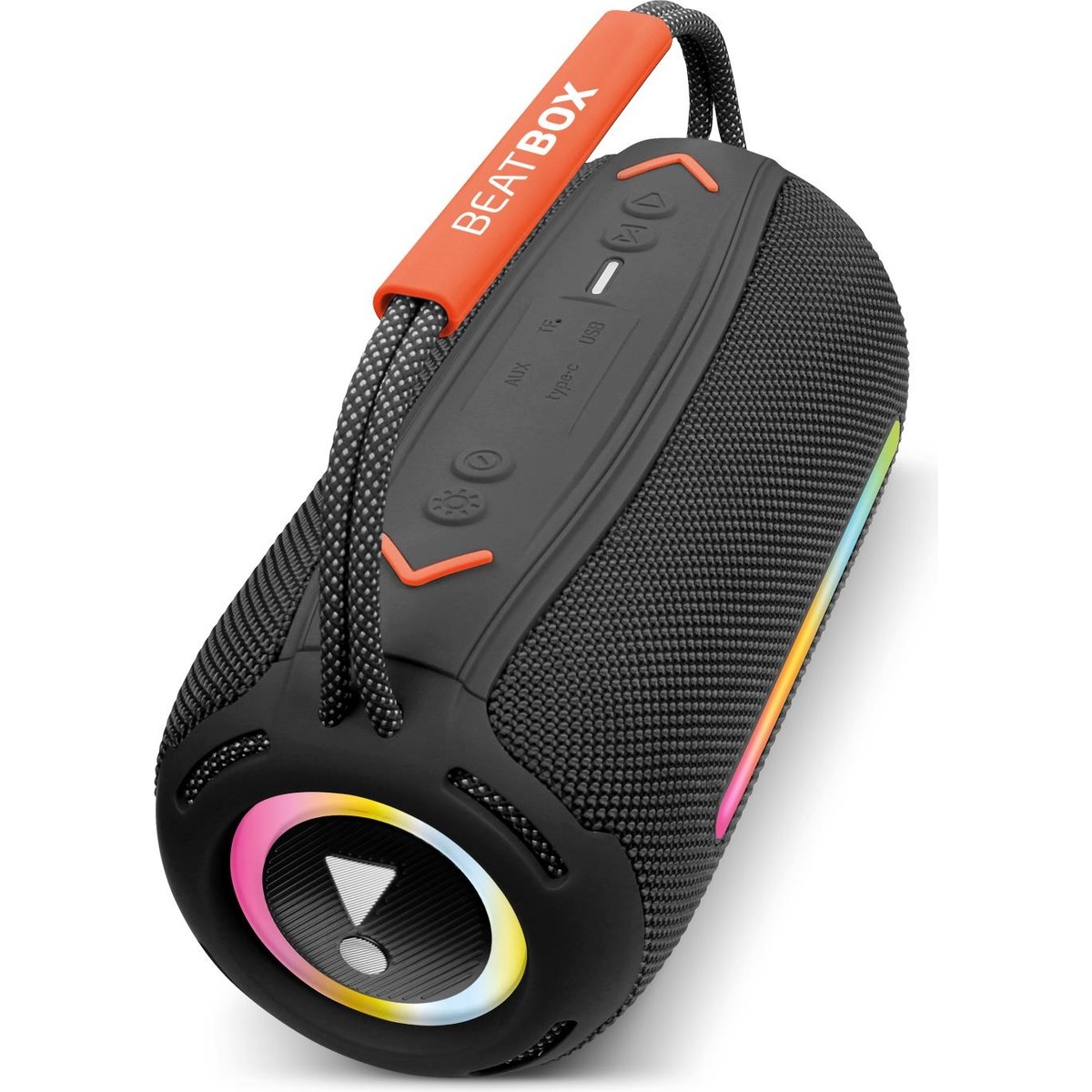Powerway Beatbox Siyah LED Işıklı Dayanıklı Ses Bombası USB Sd Aux Fm Radyo Bluetooh Hoparlör