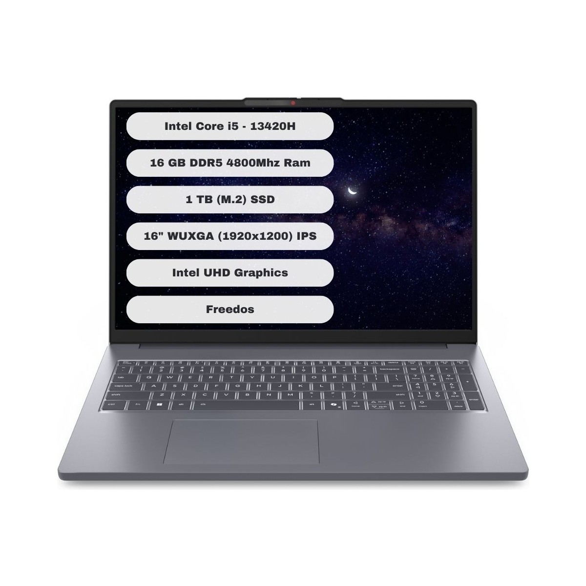 Lenovo Ideapad Slim 3 16IRH10 Intel Core I5 13420H 16GB 1TB SSD Freedos 16" WUXGA Taşınabilir Bilgisayar 83K2001UTR