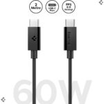 Spigen USB-C to USB-C 2 Metre Kablo 60W Güç / PPS 2.0 Desteği Super Hızlı Şarj / 480 Mbps Data Aktarım Hızı Type-C Ekstra Dayanıklı Siyah - ACA08720 (Spigen TR Garantili)