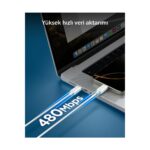 Spigen USB-C to USB-C 2 Metre Kablo 60W Güç / PPS 2.0 Desteği Super Hızlı Şarj / 480 Mbps Data Aktarım Hızı Type-C Ekstra Dayanıklı Siyah - ACA08720 (Spigen TR Garantili) - Görsel 6