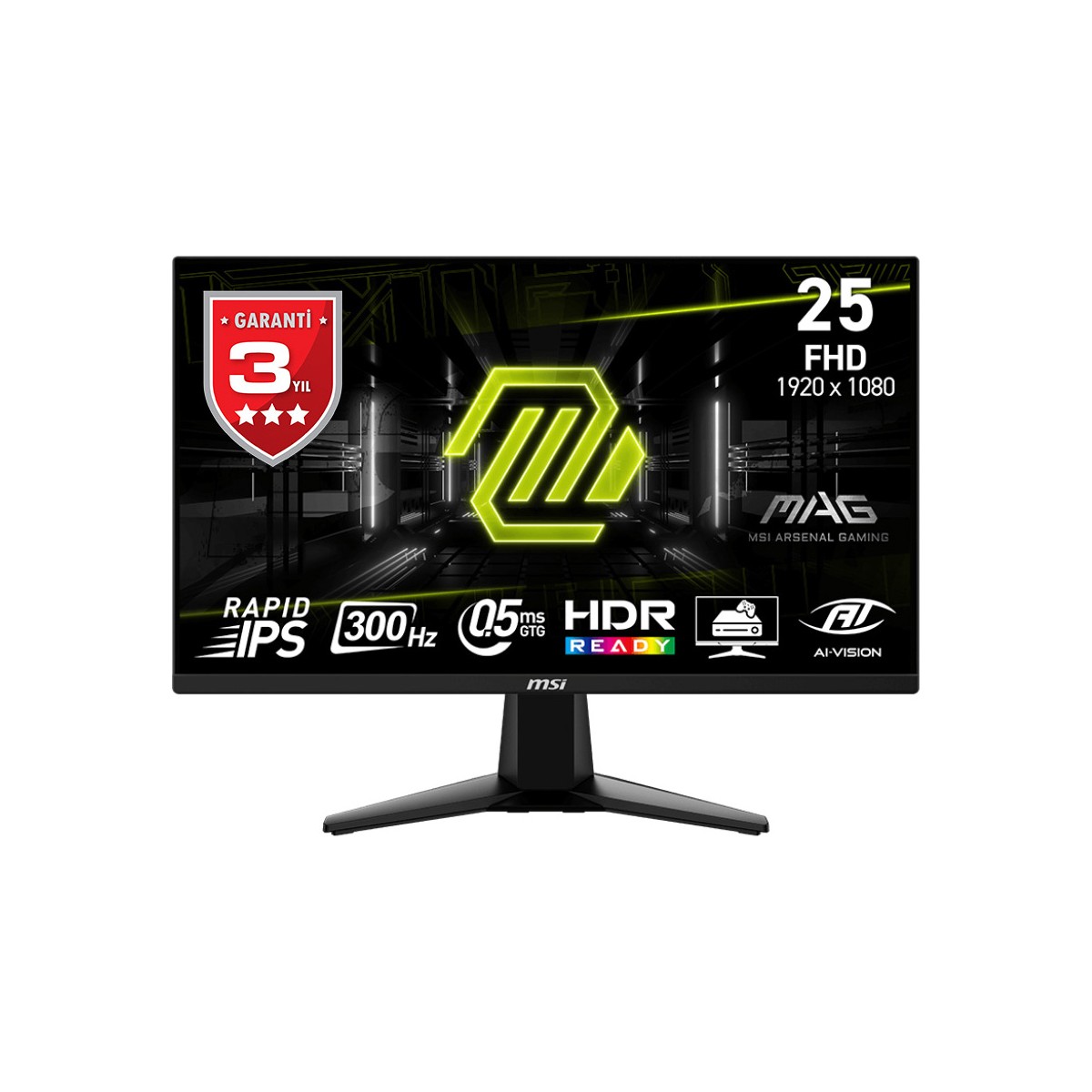 MSI MAG 255XF 24.5"  (FHD) 16:9 FLAT IPS 300HZ 0.5MS (GTG) ADAPTIVE-SYNC 1920 x 1080 LCD Monitör