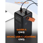 Teknoloji Gelsin Güneş Enerjili Solar Powerbank 80.000 Mah Dijital Göstergeli El Fenerli 4 Çıkış Taşınabilir Batarya - Görsel 3
