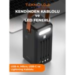 Teknoloji Gelsin Güneş Enerjili Solar Powerbank 80.000 Mah Dijital Göstergeli El Fenerli 4 Çıkış Taşınabilir Batarya - Görsel 4