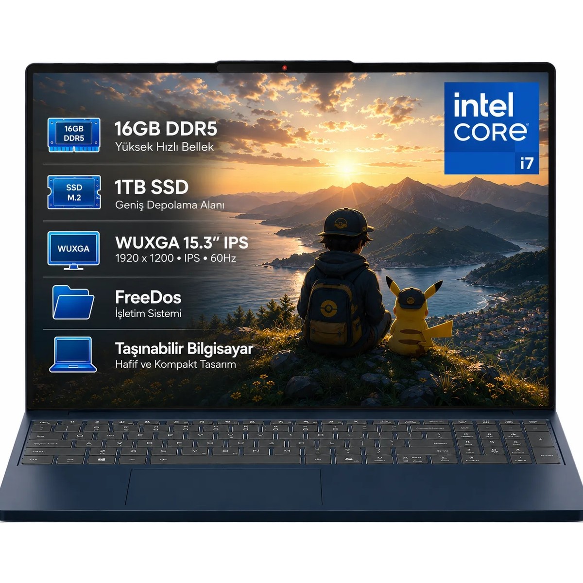 Lenovo Ideapad Slim 3 15IRH10 83K10061TR I7-13620H 16gb Ddr5 1tb SSD Wuxga 15.3" IPS 60Hz Freedos Taşınabilir Bilgisayar