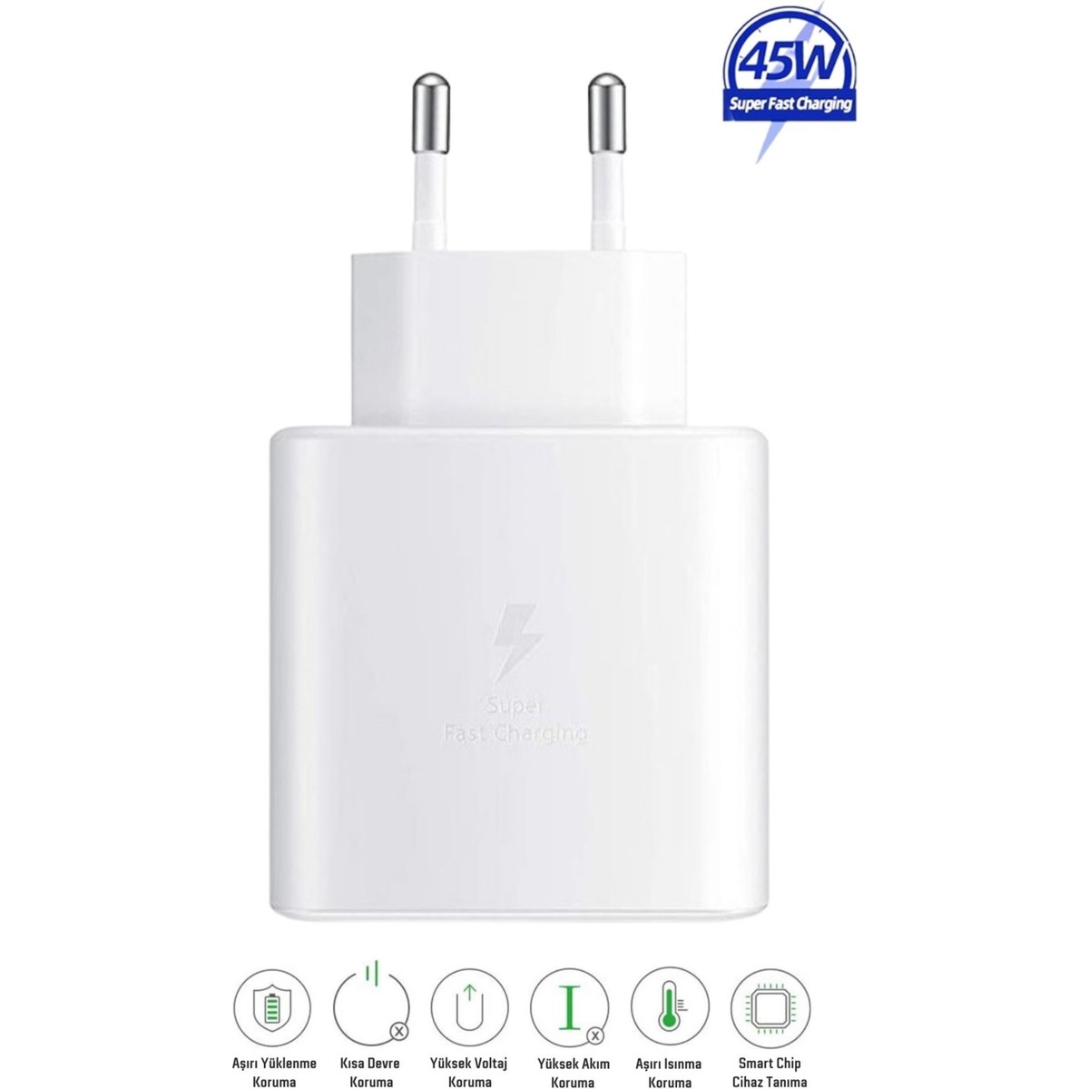 Samsung Galaxy Z Fold 7 Uyumlu 45W Type-C Girişli Super Hızlı Şarj Cihazı Adaptör - Ithalatçı Garantili