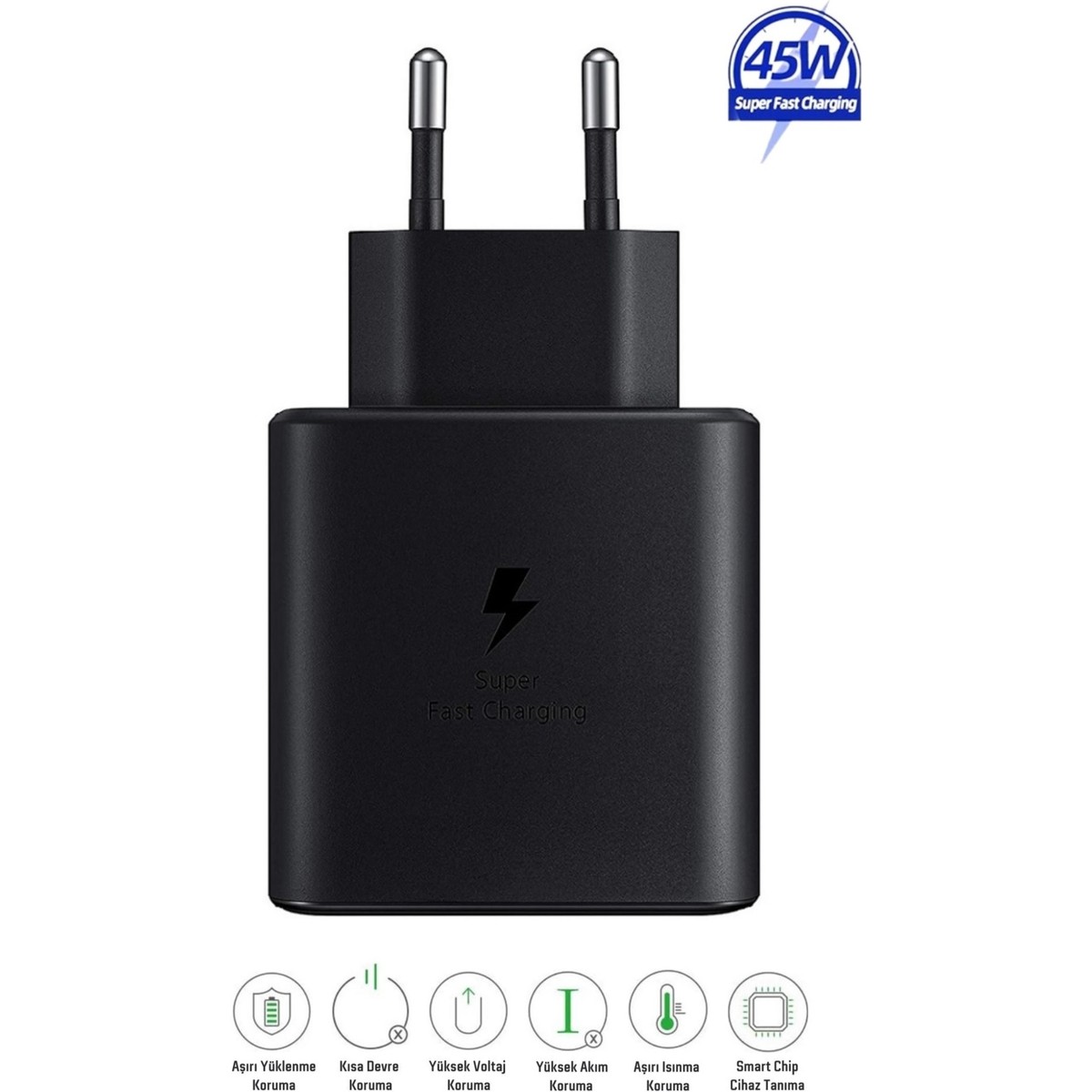 Samsung Galaxy S26 Plus Uyumlu 45W Type-C Girişli Super Hızlı Şarj Cihazı Adaptör - Ithalatçı Garantili