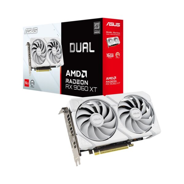 ASUS DUAL-RX9060XT-16G-WHITE-AMD-RADEON-RX 9060 XT-16G-16GB GDDR6-128bit-3250MHz-HDMI-2xDP-EKRAN KARTI