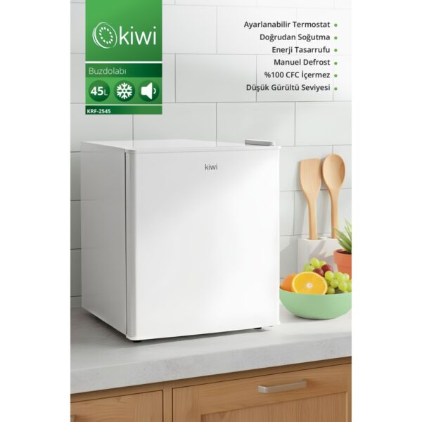 Kiwi KRF-2545  Mini Buzdolabı 45 lt Enerji Sınıfı E Ayarlanabilir Termostat ve Düşük Gürültü Seviyesi