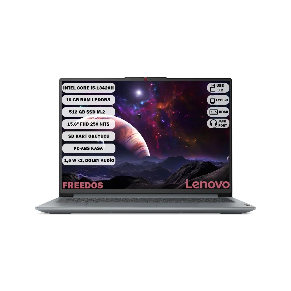 Lenovo Ideapad Slim 3 15IRH8 I5-13420H 16 GB 512 GB SSD 15.6" FHD Freedos 83EM00KYTR