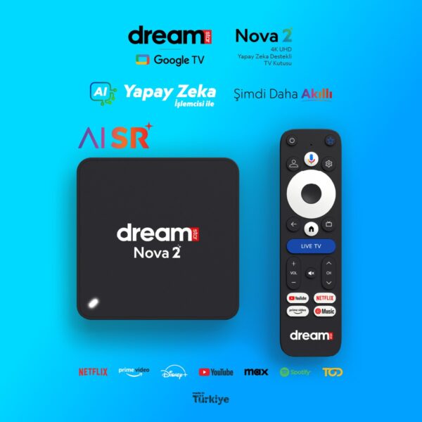 Dreamstar Nova 2 | Yapay Zeka | Android 14 | 4K Google Lisansli Android TV Box| 2GB RAM | 32GB Hafıza | Wi-Fi 5 | HDMI Kablo Hediyeli