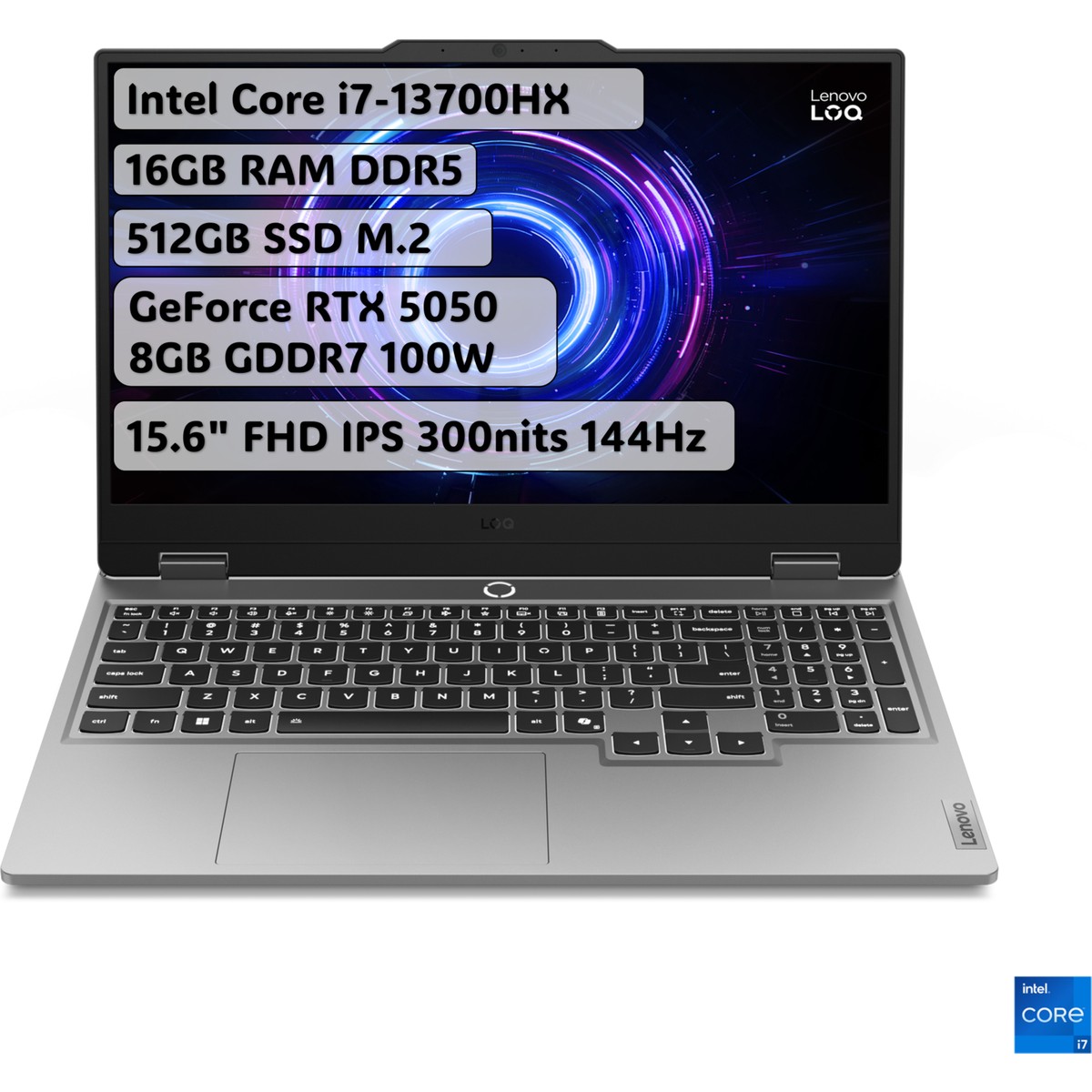 Lenovo LOQ Intel Core i7 13700HX 16GB 512GB SSD RTX5050 Freedos 15.6" Taşınabilir Bilgisayar 83JE00WGTR
