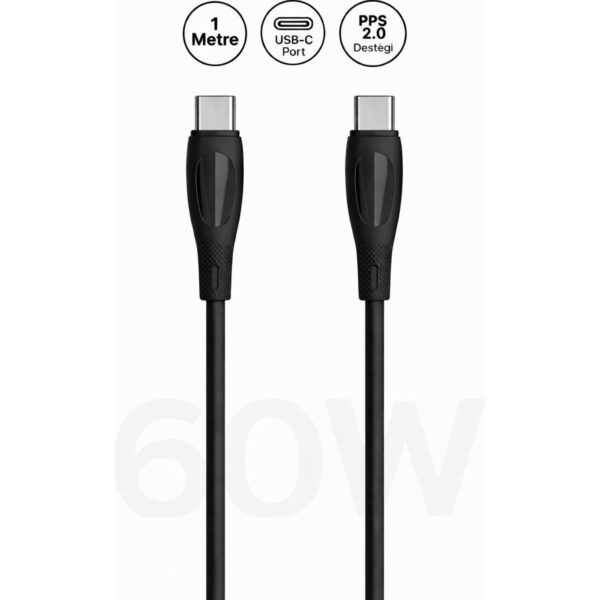 Teknofone Usb-C To Usb-C 1 Metre Kablo 60W Güç / Pps 2.0 Desteği Super Hızlı Şarj / 480 Mbps Data Aktarım Hızı Type-C Ekstra Dayanıklı